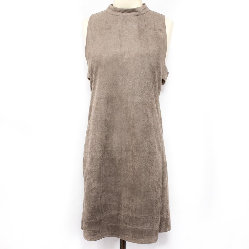 On Twelfth | Tan Faux Suede Cut Out Dress
